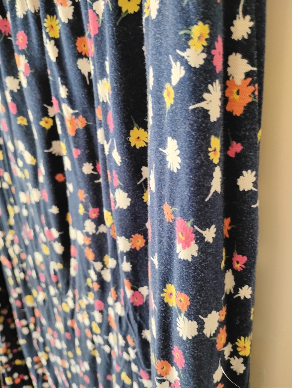 St. John's Bay Navy Maxi Skirt with Pink Yellow White Floral Print - Picture 6 of 7